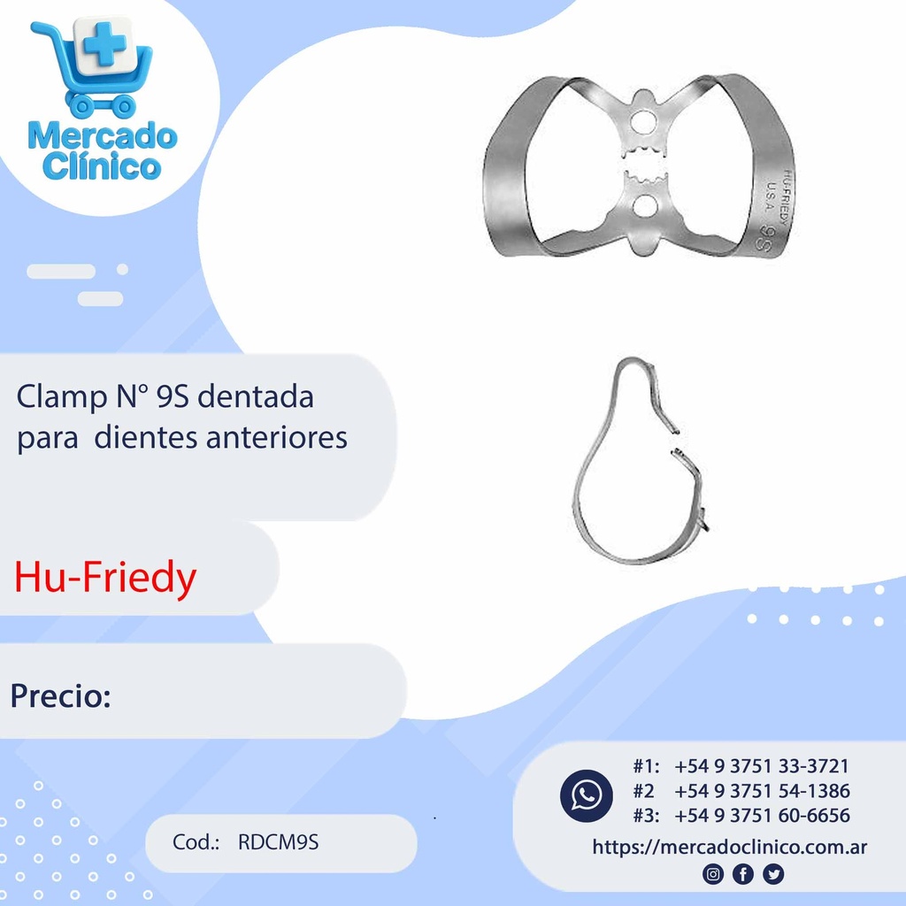 Clamp N° 9S  para dientes anteriores - Hu-Friedy