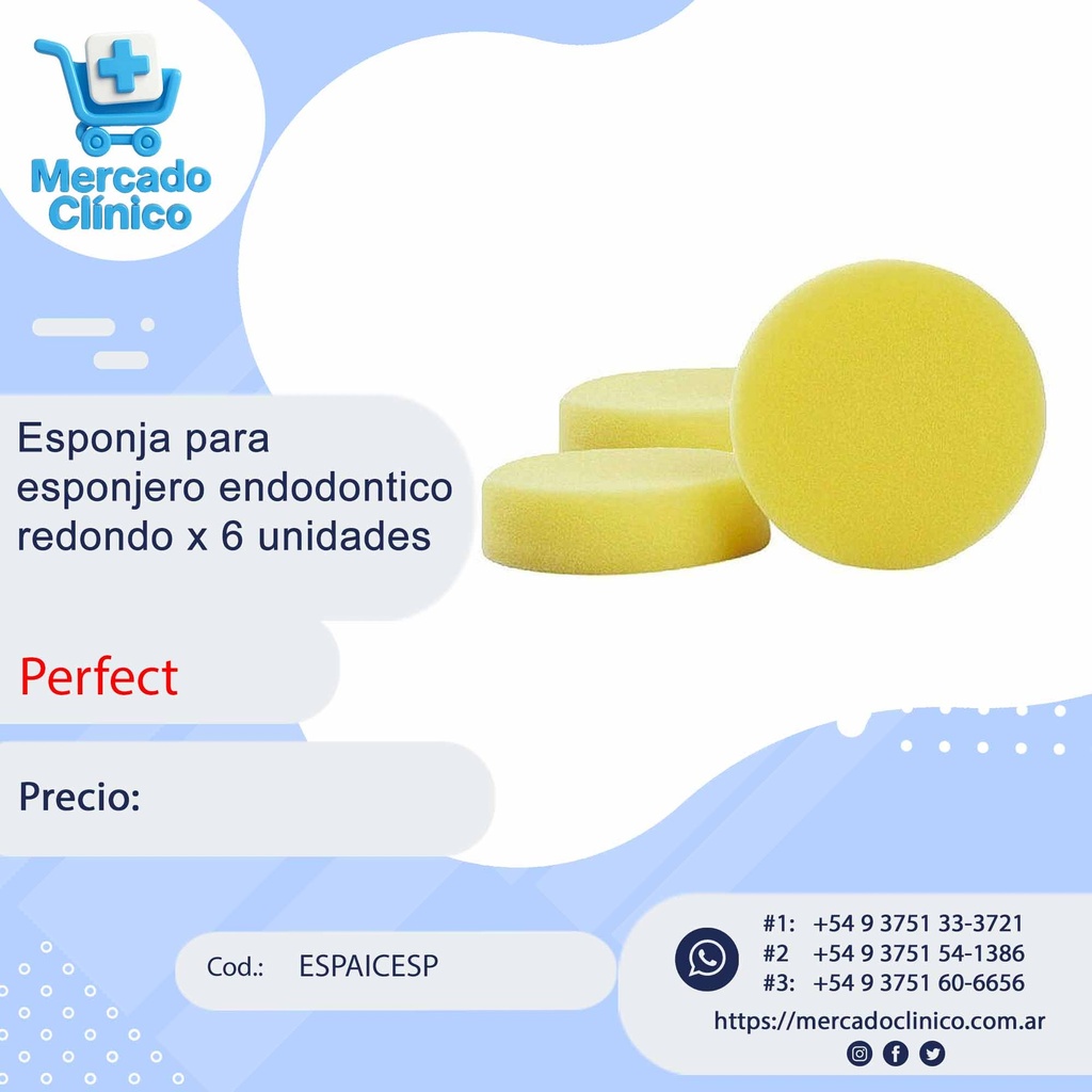 Esponja p/ esponjero endodóntico, Ø50mm x 5mm  espesor  - Evoden (copia)