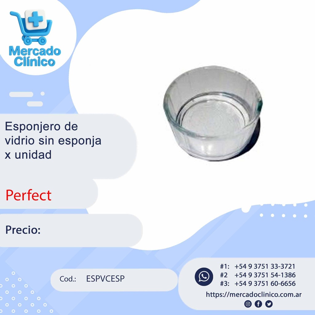 Esponjero de vidrio sin esponja x unidad - Perfect