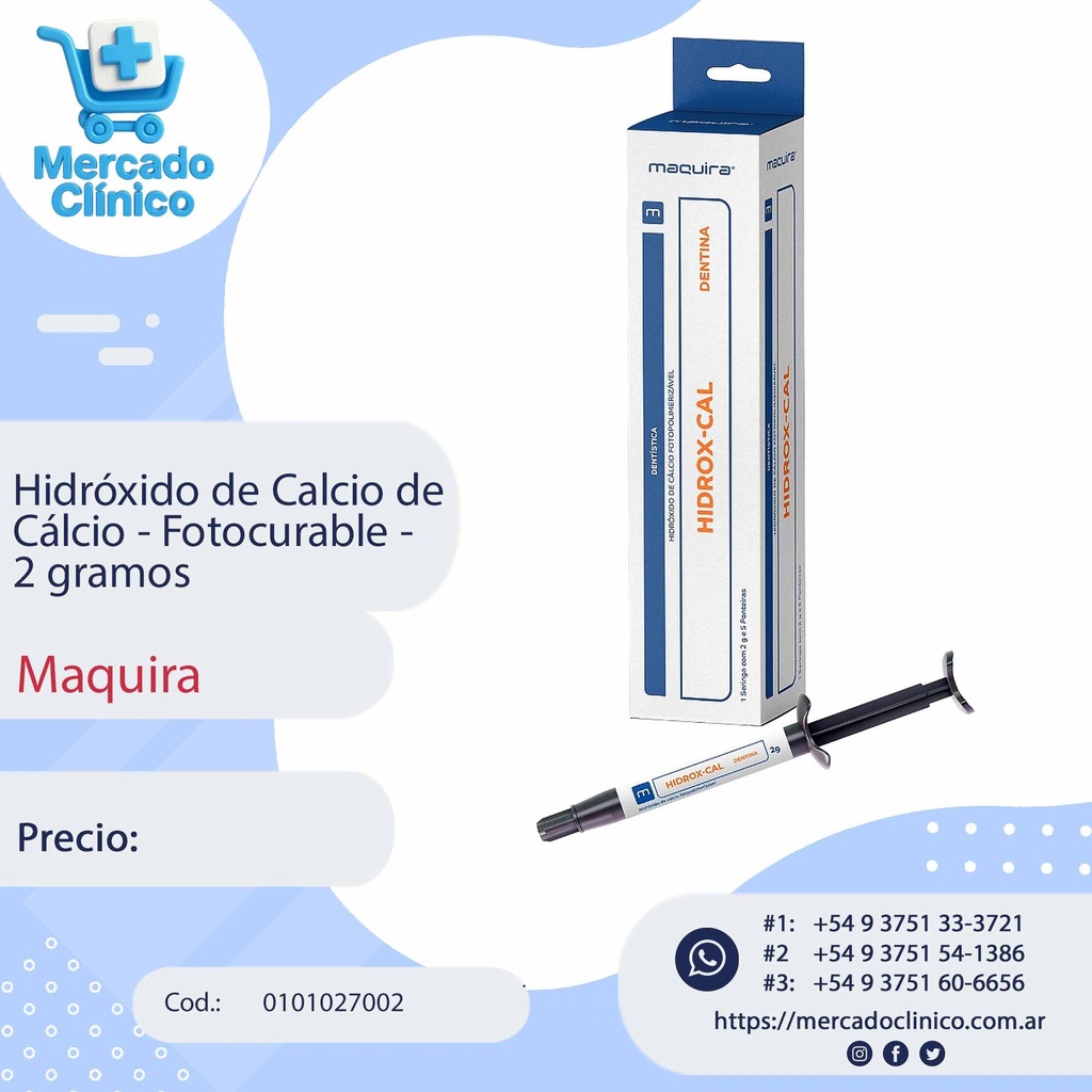 Hidróxido de Calcio de Cálcio - Fotocurable - 2 gramos - Maquira