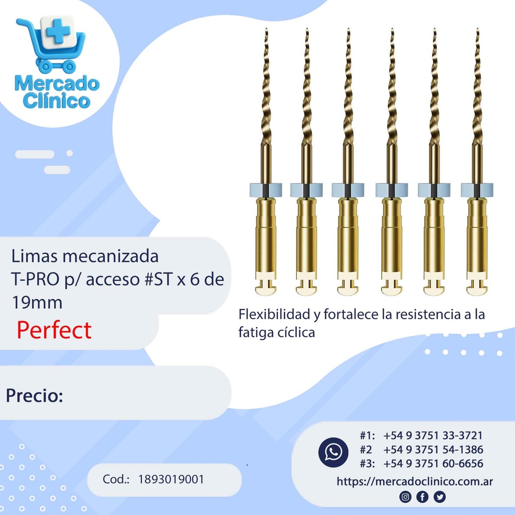 Limas mecanizada  T-PRO p/ acceso #ST x 6 de 19mm - Perfect