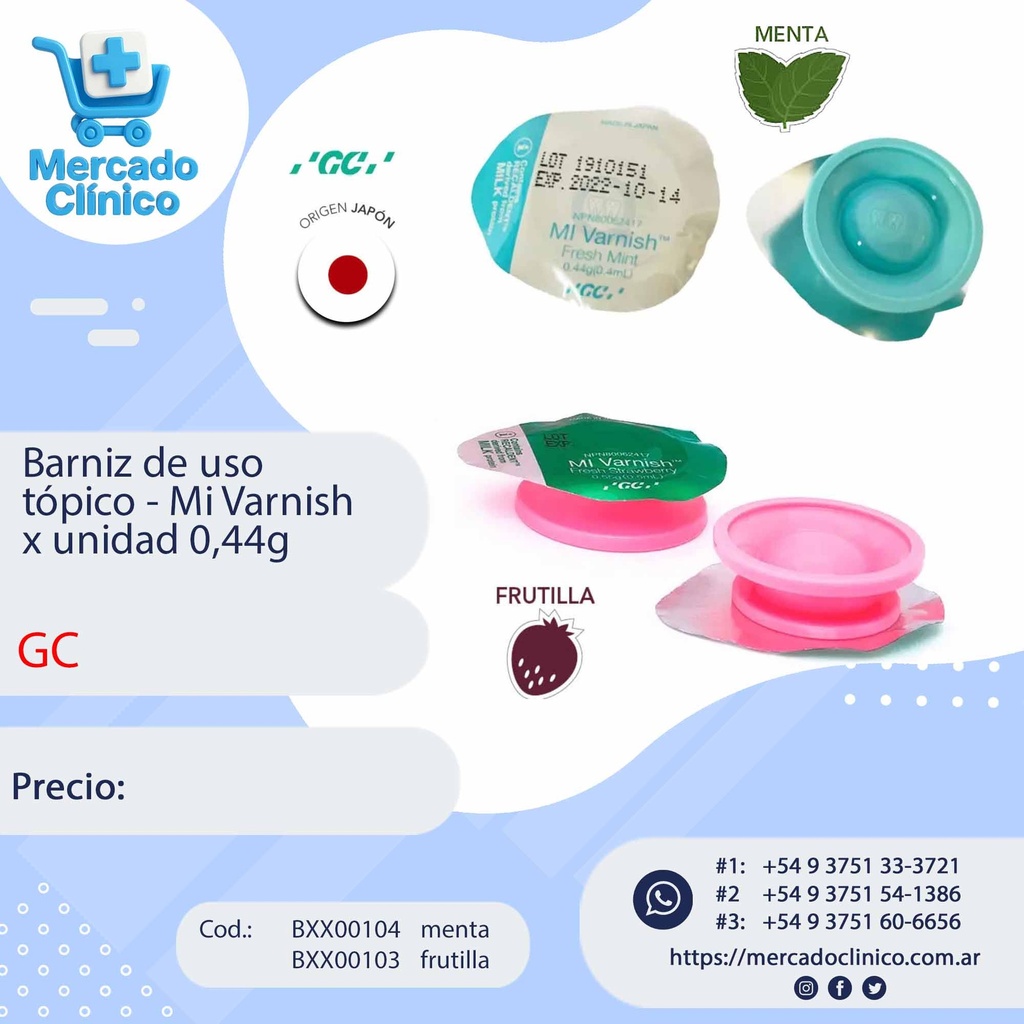 Barniz de uso tópico - Mi Varnish x unidad 0,44g unidades - fuji GC