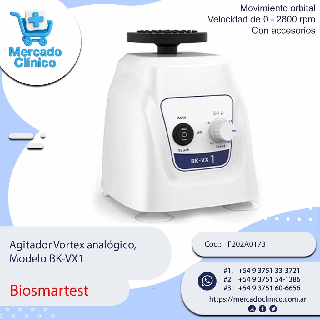 Agitador Vortex analógico, Modelo BK-VX1 - Biosmartest
