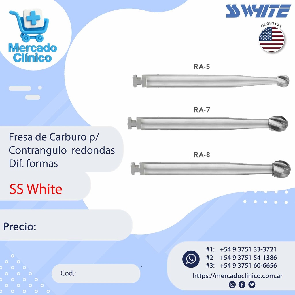 Fresa de Carburo de tugsteno  redonda - x Unidad - SS White