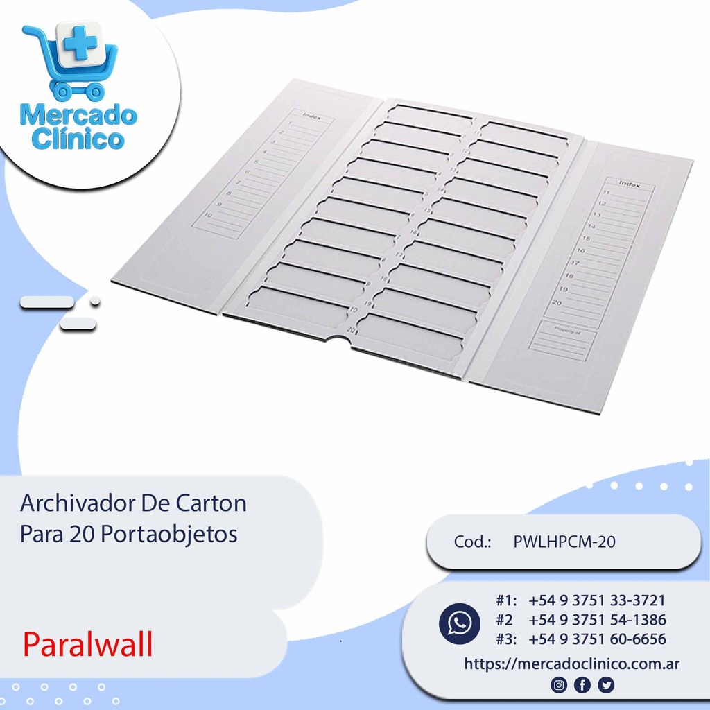 Archivador De Carton  Para 20 Portaobjetos - Paralwall