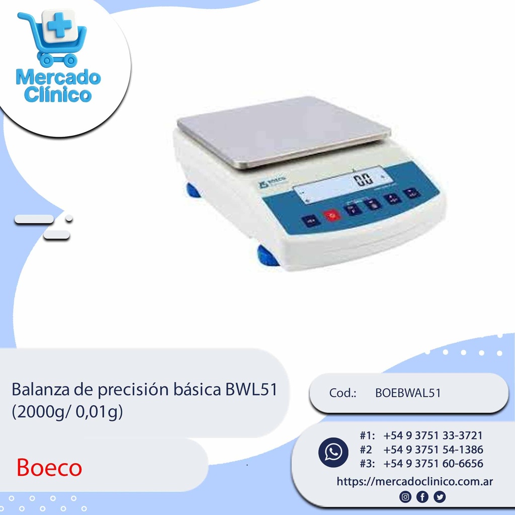 Balanza de precisión básica BWL51 (2000g/ 0,01g) - Boeco