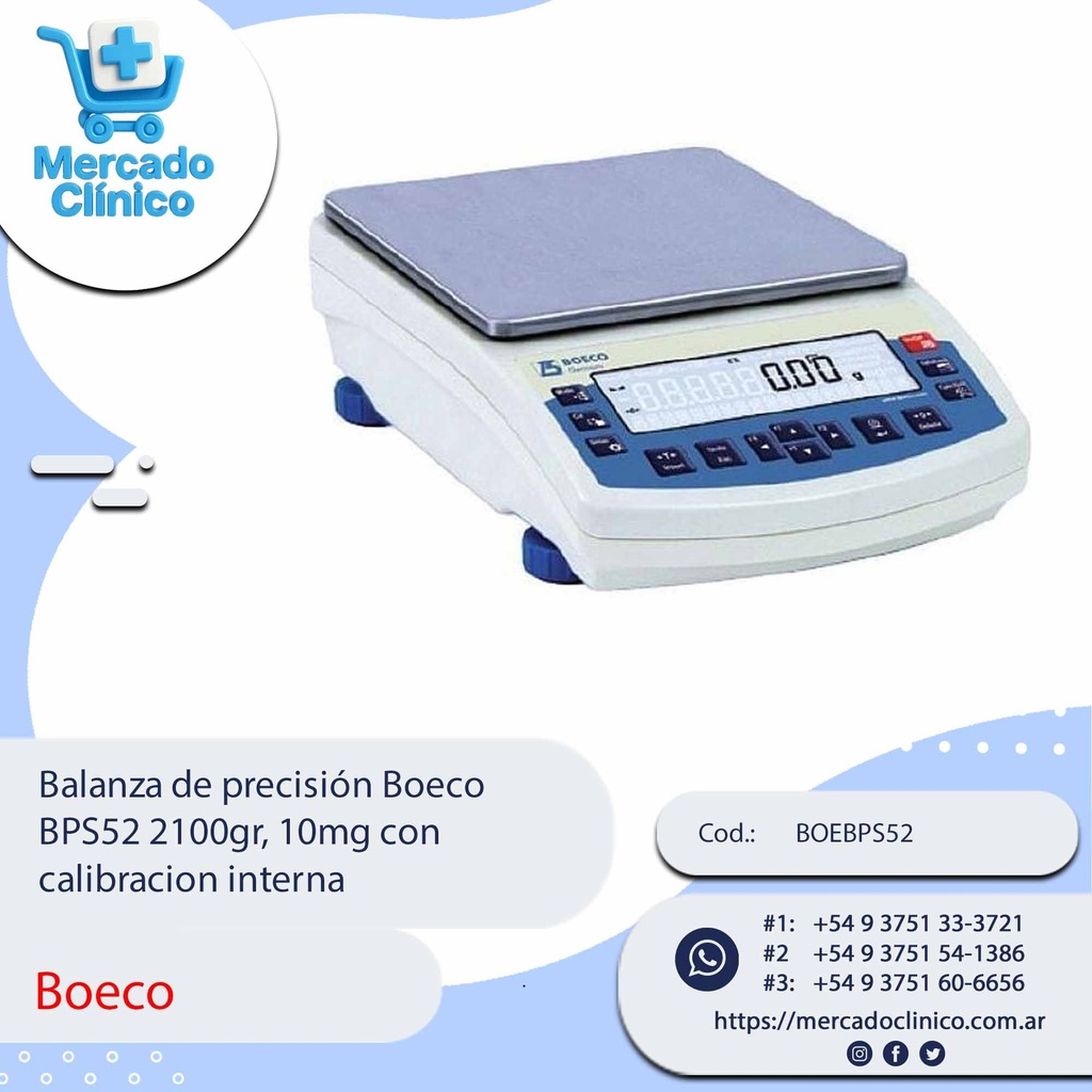 Balanza de precisión Boeco  BPS52 2100gr, 10mg con calibracion interna - Boeco
