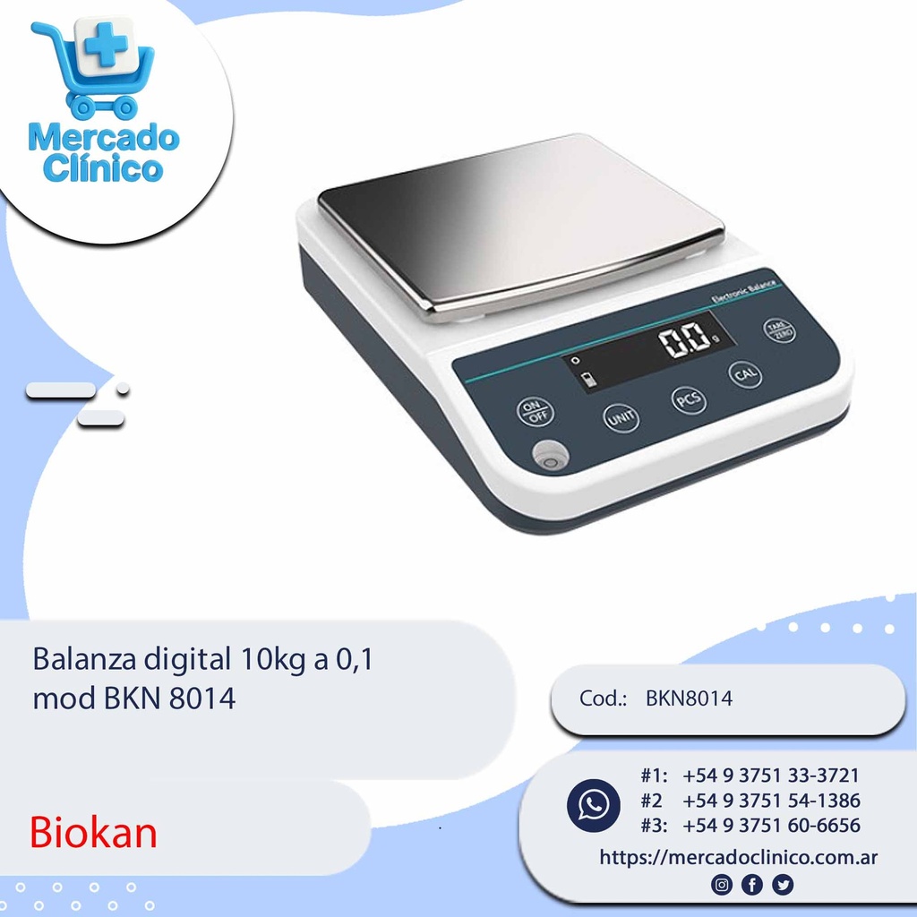 Balanza digital 10kg a 0,1  mod BKN 8014 - Biokan