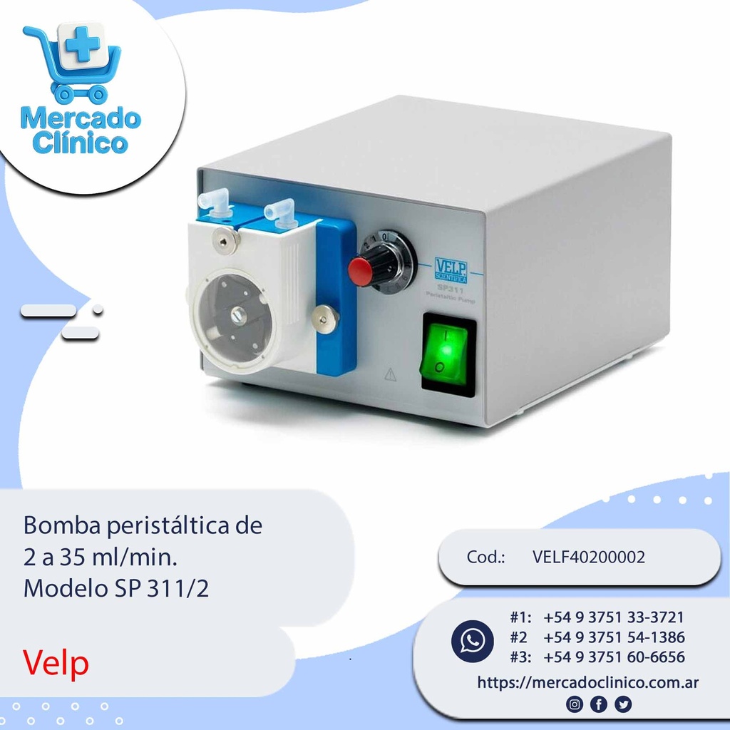 Bomba peristáltica de 2 a 35 ml/min. Modelo SP 311/2 - VELP