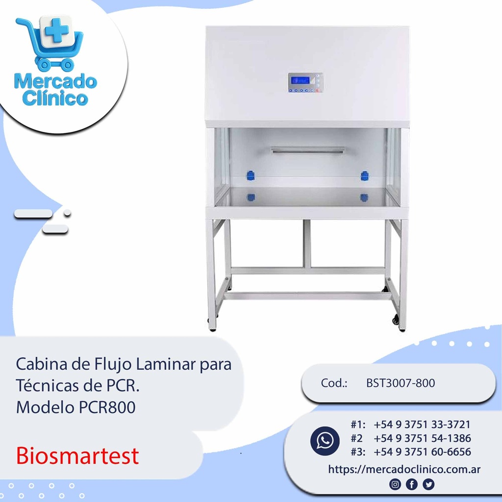 Cabina de Flujo Laminar para  Técnicas de PCR.  Modelo PCR800 - Biosmartest