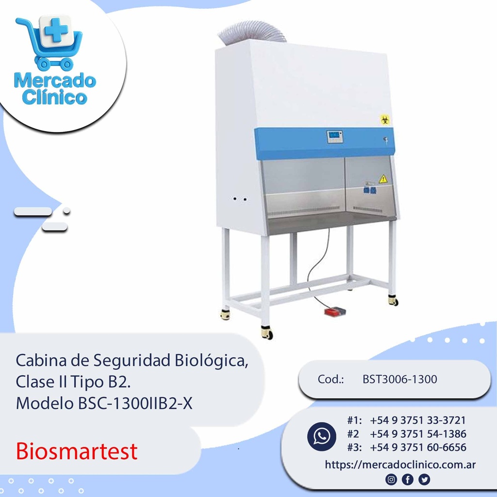 Cabina de Seguridad Biológica,  Clase II Tipo B2.  Modelo BSC-1300IIB2-X - Biosmartest