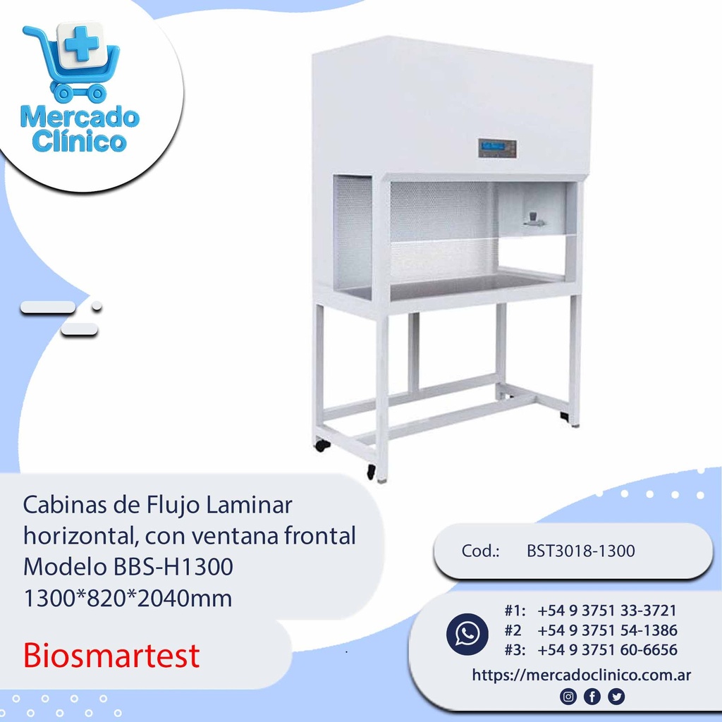 Cabinas de Flujo Laminar  horizontal, con ventana frontal Modelo BBS-H1300 - Biosmartest
