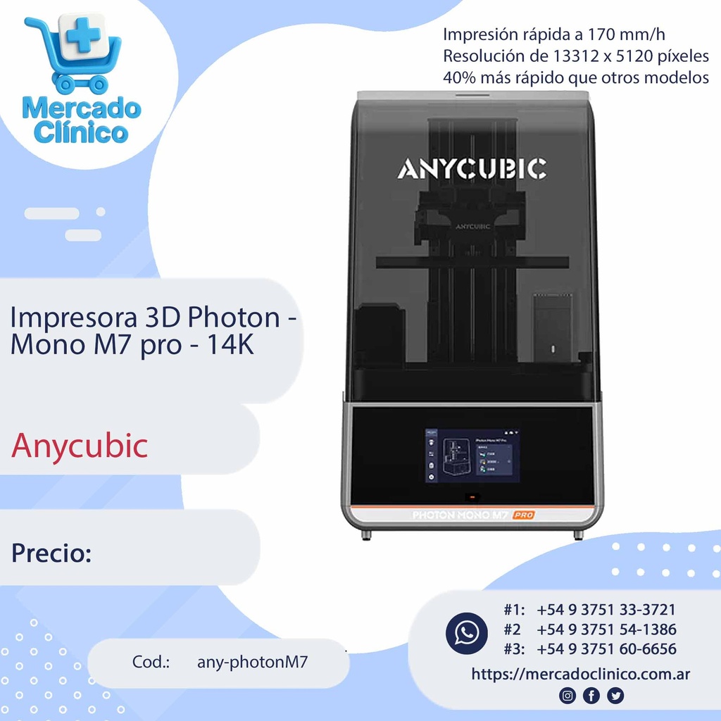 Impresora 3D Photon -  Mono M7 pro - 14K - Anycubic