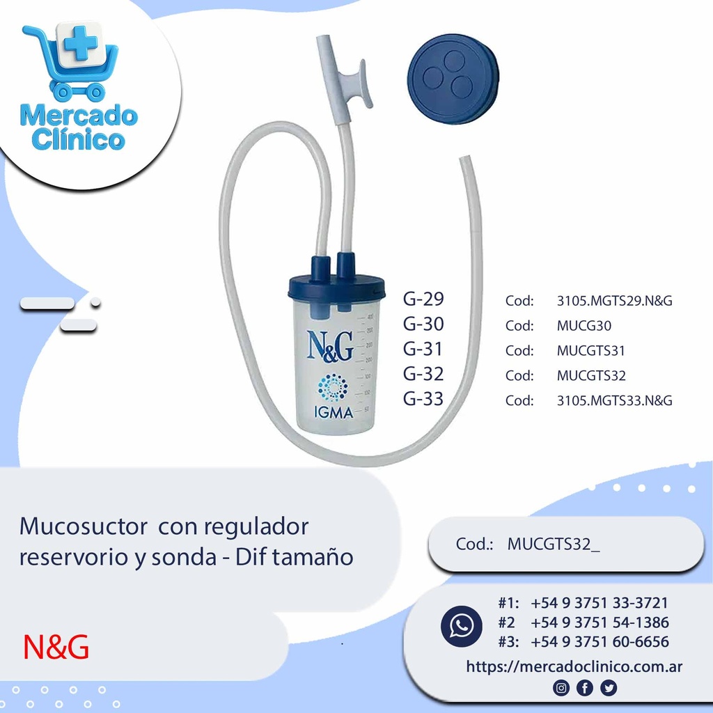 Mucosuctor  con regulador  reservorio y sonda - N&G