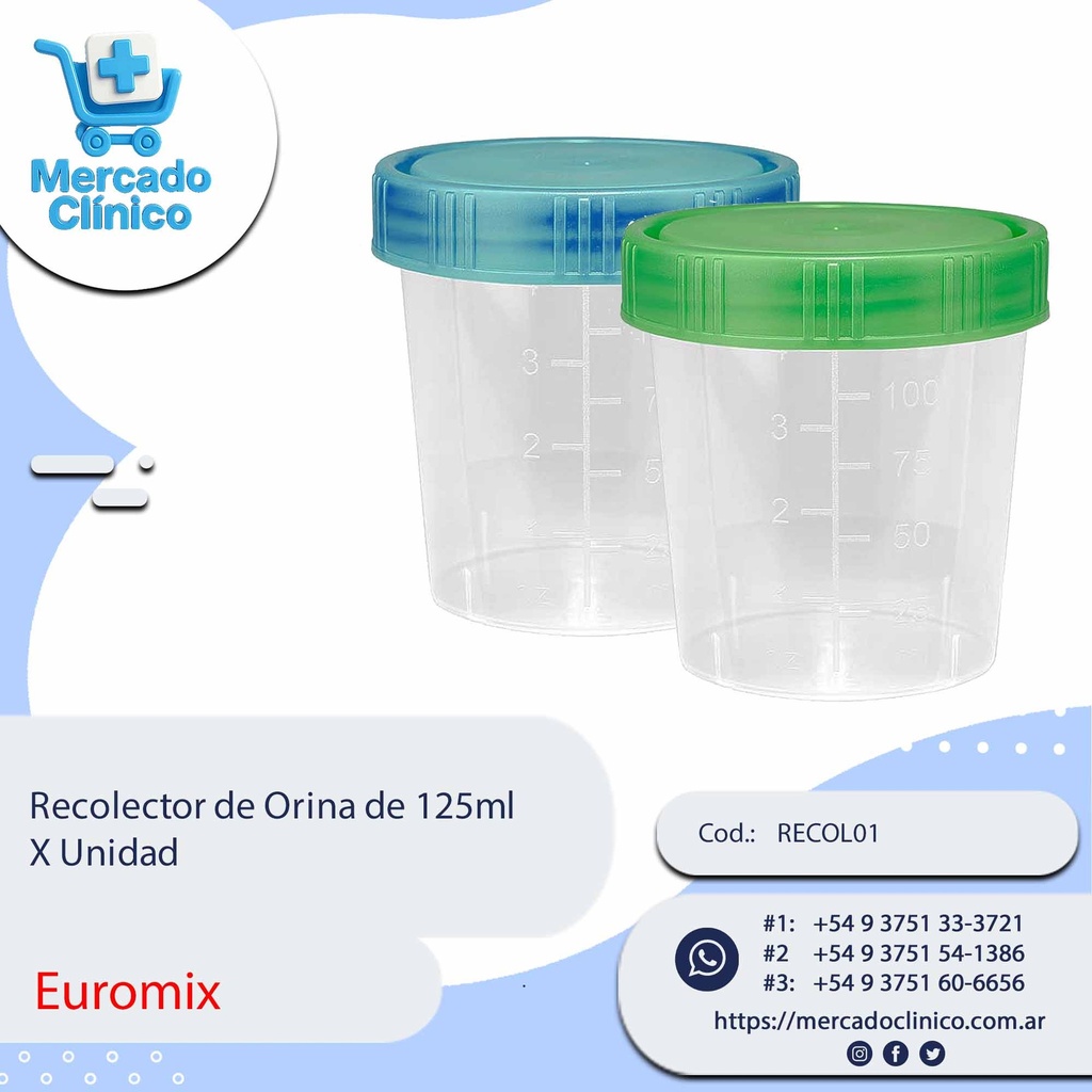 Recolector de Orina de 125ml - X Unidad - Euromix