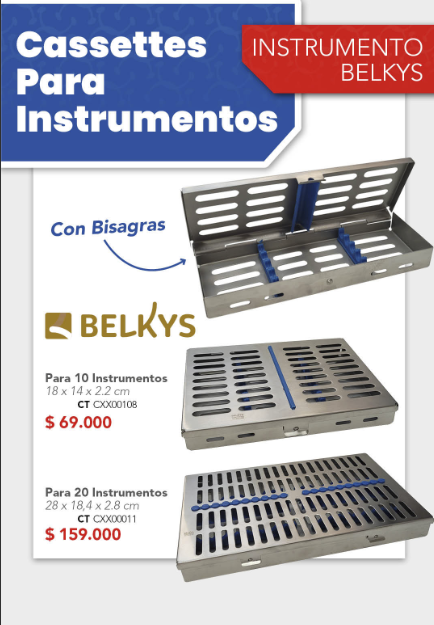 Cassette inoxidable para autoclave Medidas: 18 x 14 x 2.2 cm PARA 10 INSTRUMENTOS - BELKYS