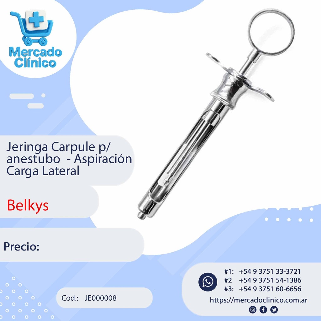 Jeringa Carpule p/ anestubo - Belkys 