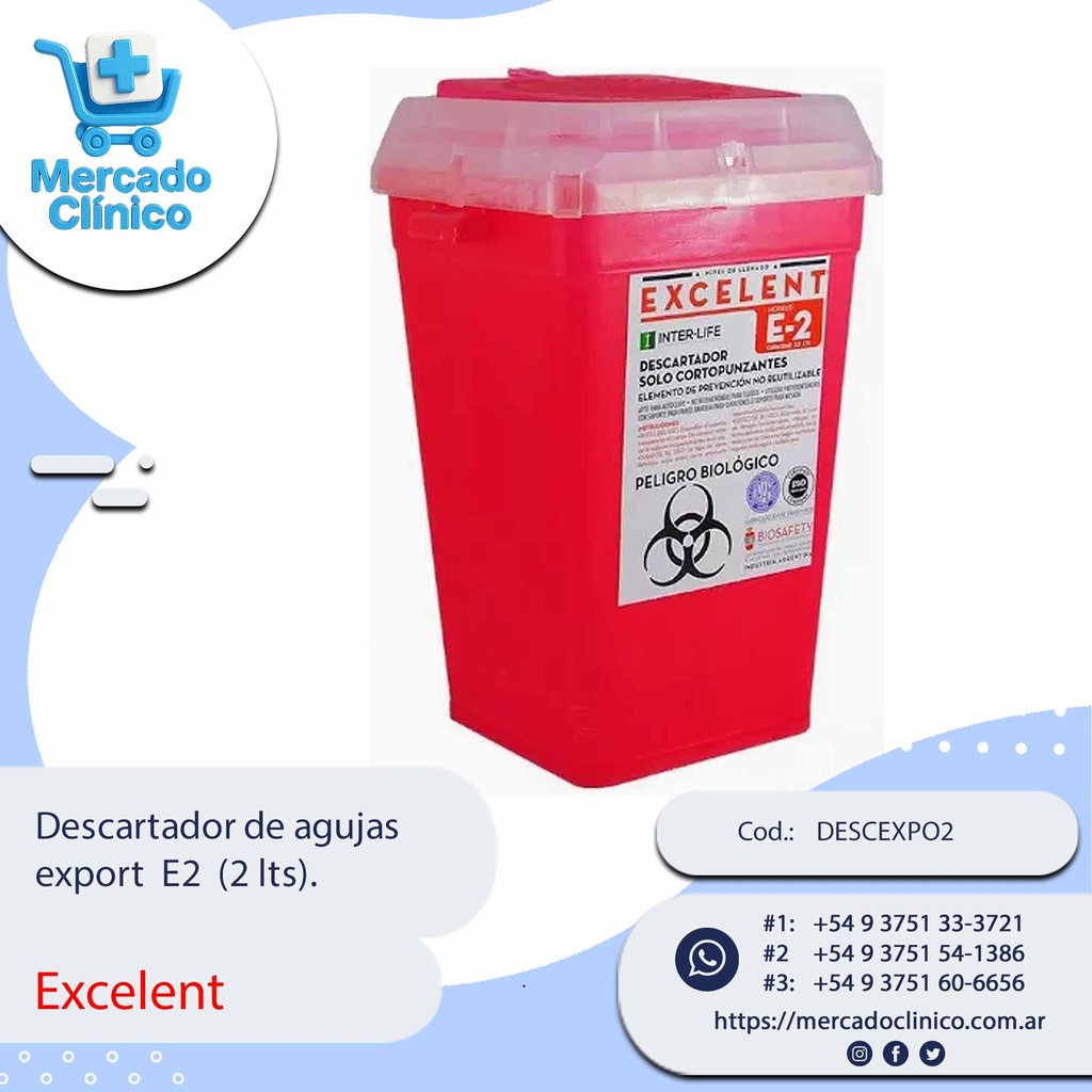 Descartador de agujas export E2  (2 lts). - X UnidaD - Excelent