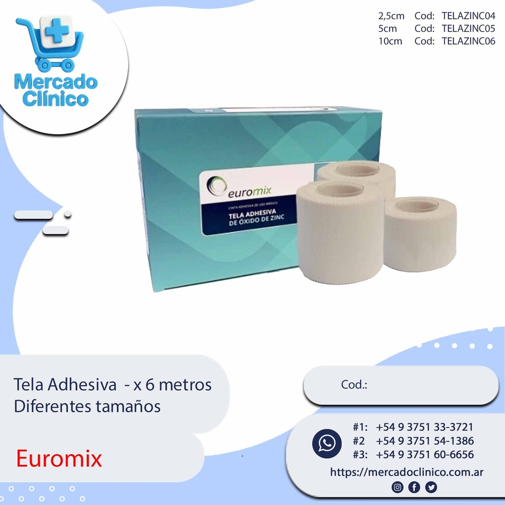 Tela Adhesiva x 6 metros -  Diferentes tamaños - X Unidad - Euromix