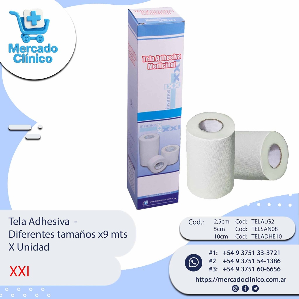Tela Adhesiva  -  Diferentes tamaños - 9 metros - X Unidad - XXI