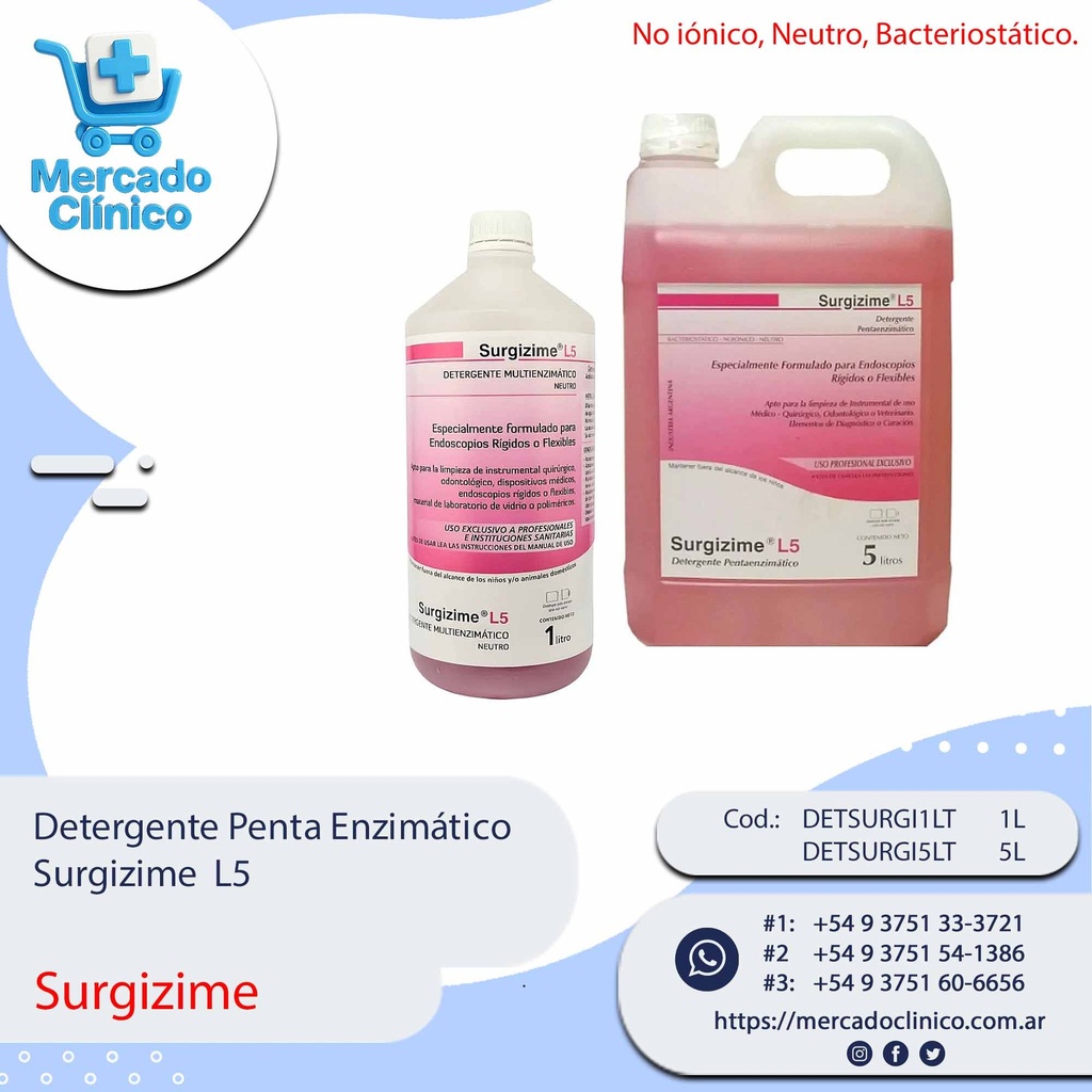 Detergente Penta Enzimático  Surgizime  L5 - Surgizime