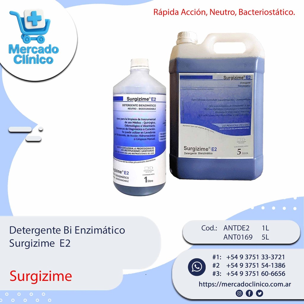 Detergente Bi Enzimático  Surgizime  E2 - Surgizime