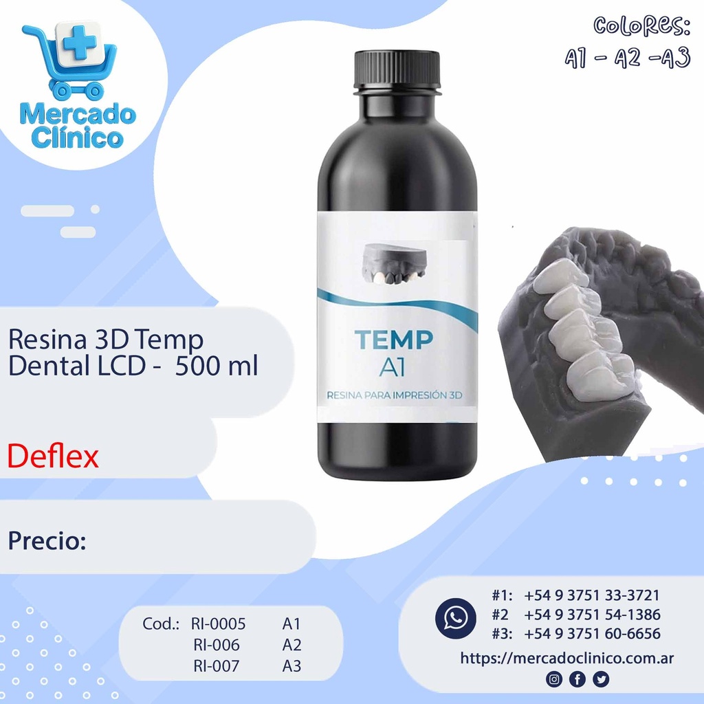 Resina 3D Dental - TEMP - LCD - 500ml - DEFLEX
