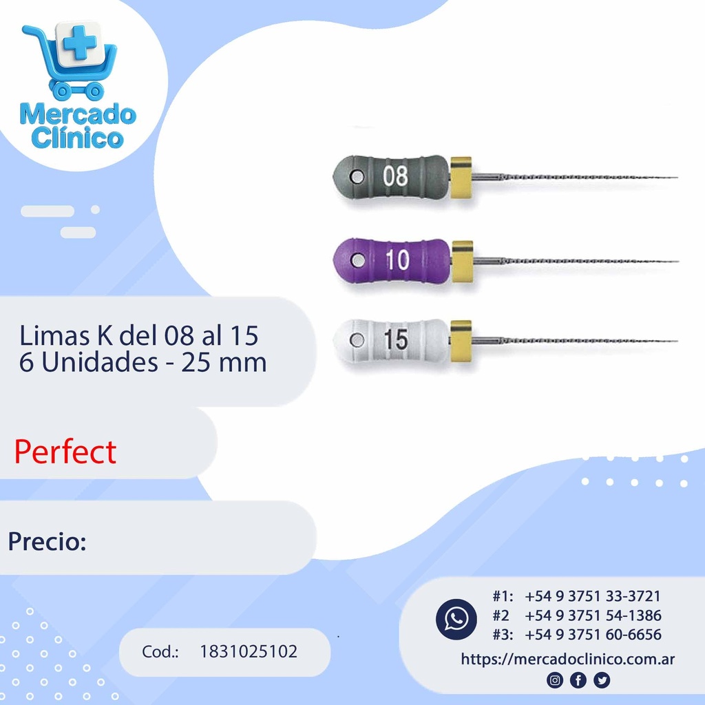 Limas K del 08 al 15 - X6 Unidades - 25 mm - Perfect 