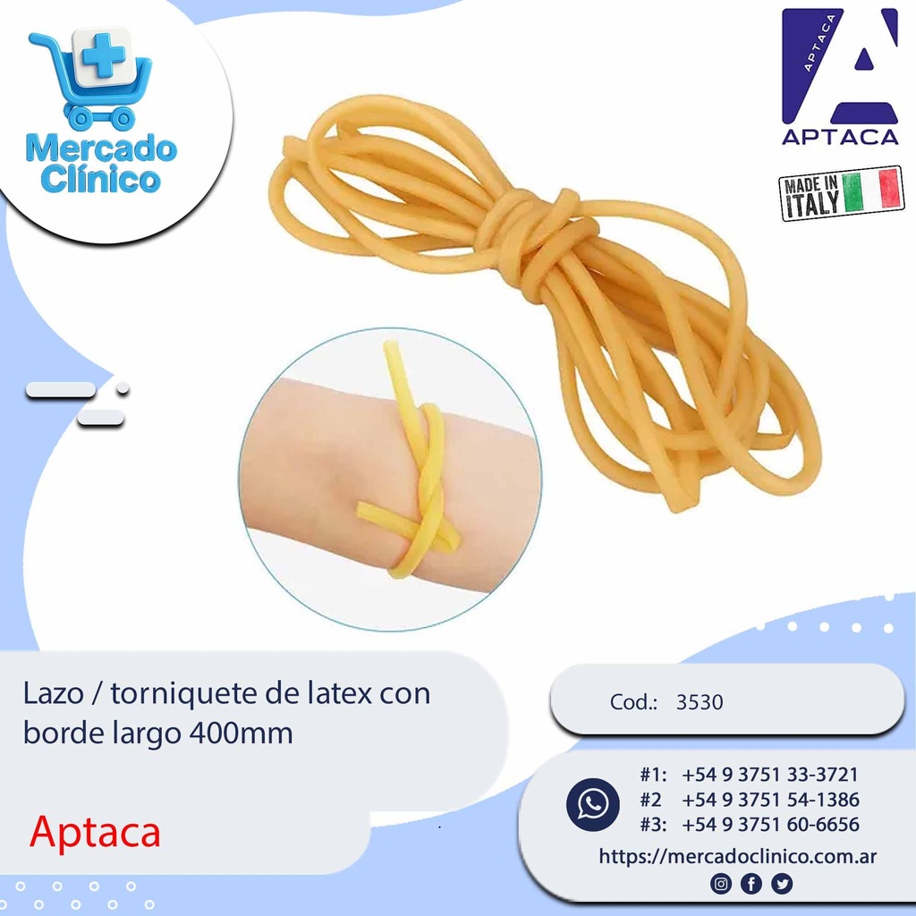 Lazo / torniquete de latex con  borde largo 400mm - Aptaca