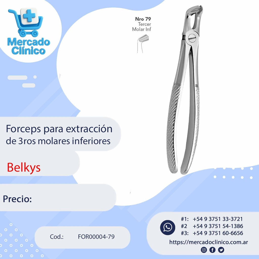 Forceps para extracción de 3ros molares inferiores - Belkys