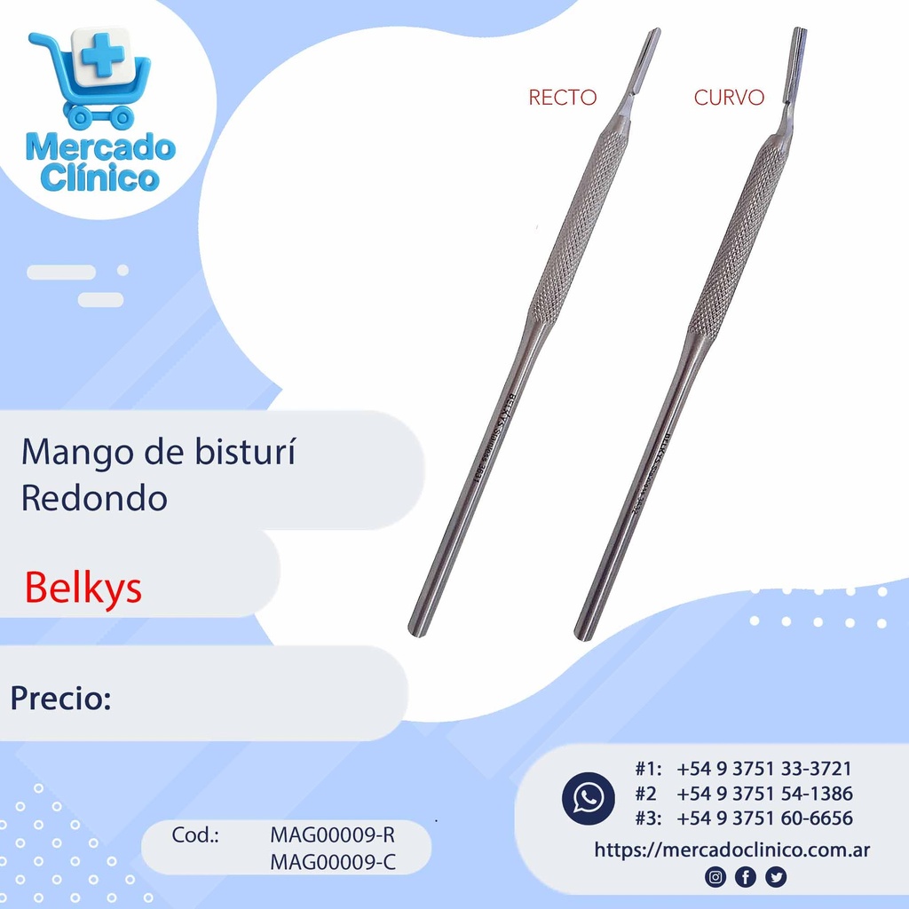 Mango para bisturi REDONDO - x unidad - Belkys