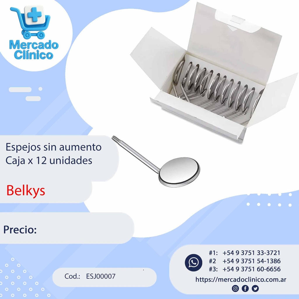 Espejos sin aumento Caja x 12 unidades - Belkys