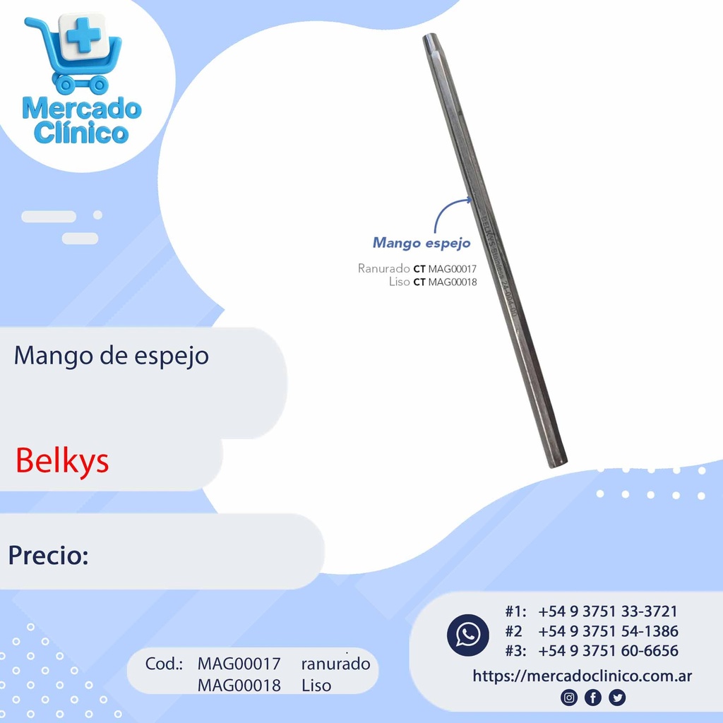Mango para espejo inoxidable x unidad - Belkys