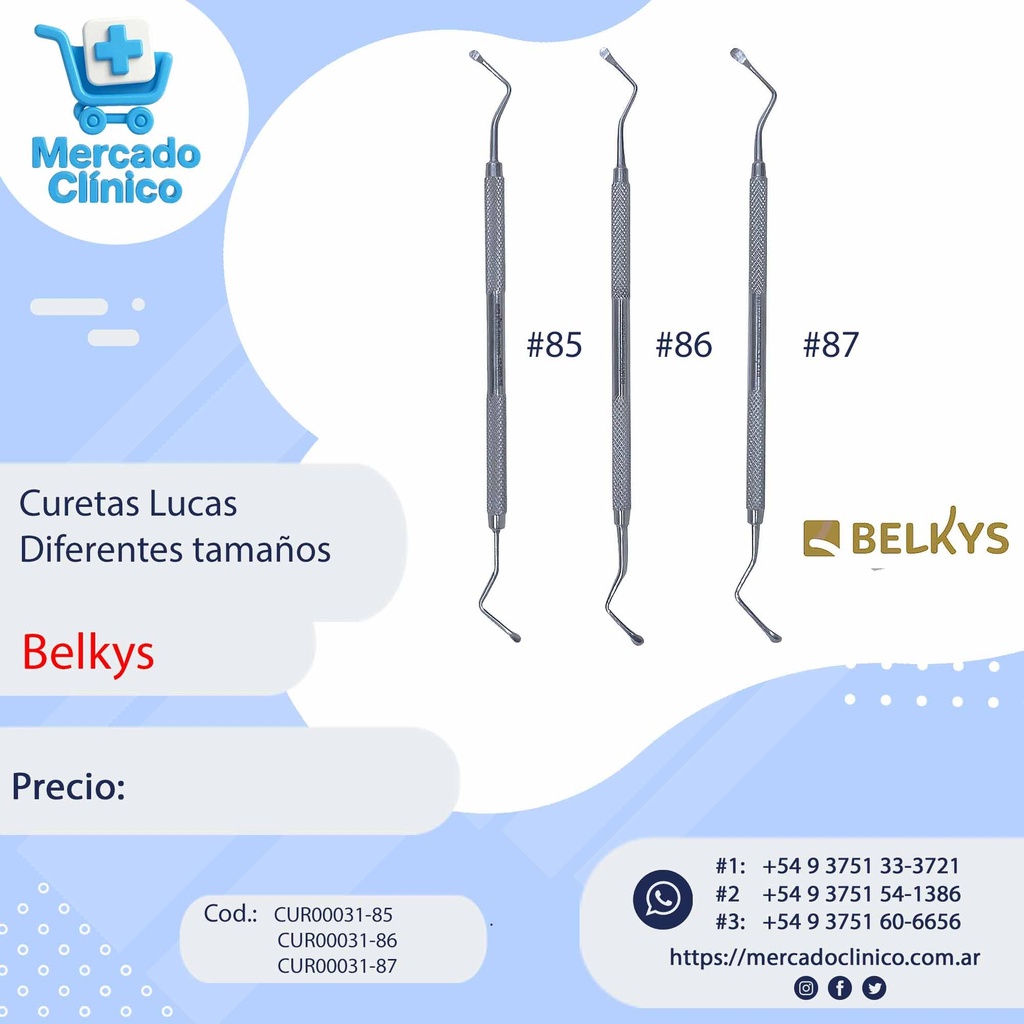 Curetas Lucas Diferentes tamaños - Belkys