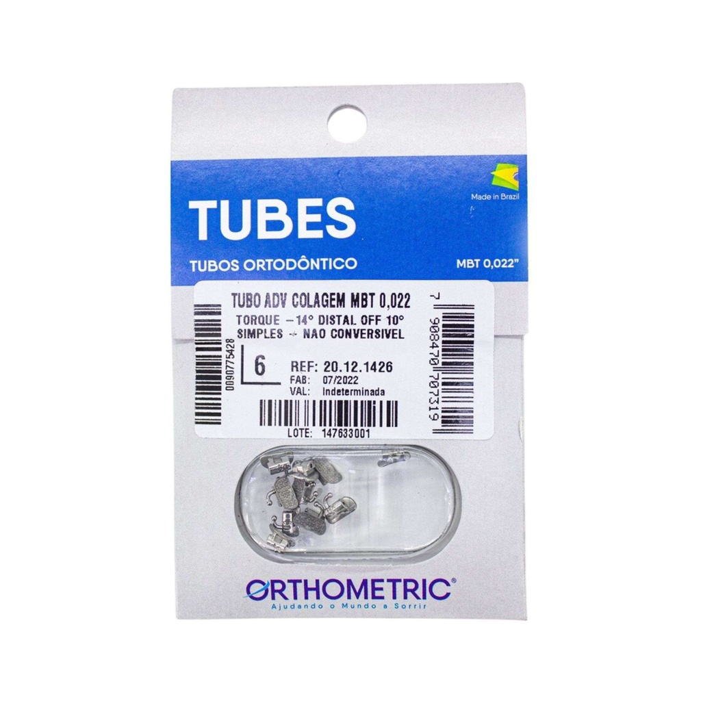 Tubos simples MBT Pd 6 - ADVANCE Con ganchos - ORTHOMETRIC