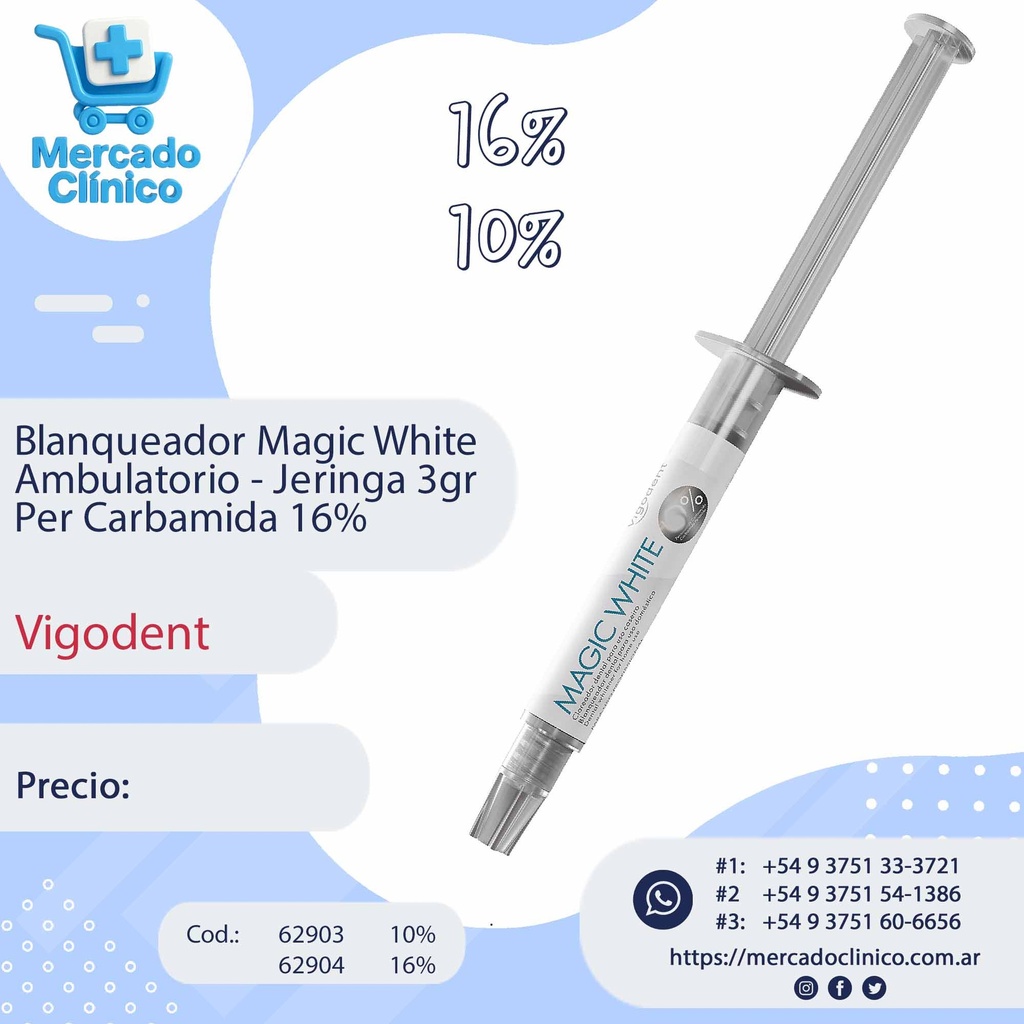 Blanqueador MAGIC WHITE 16% X 3GR VIGODENT