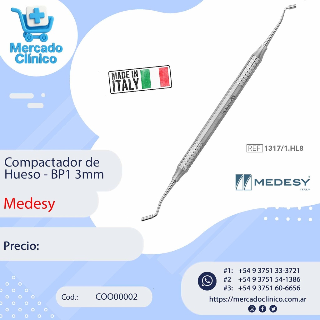 Compactador de  Hueso - BP1 3mm  - Medesy