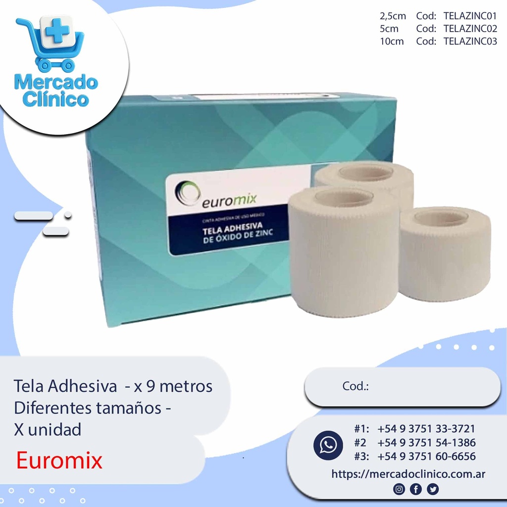 Tela Adhesiva x 9 metros -  Diferentes tamaños X Unidad - Euromix