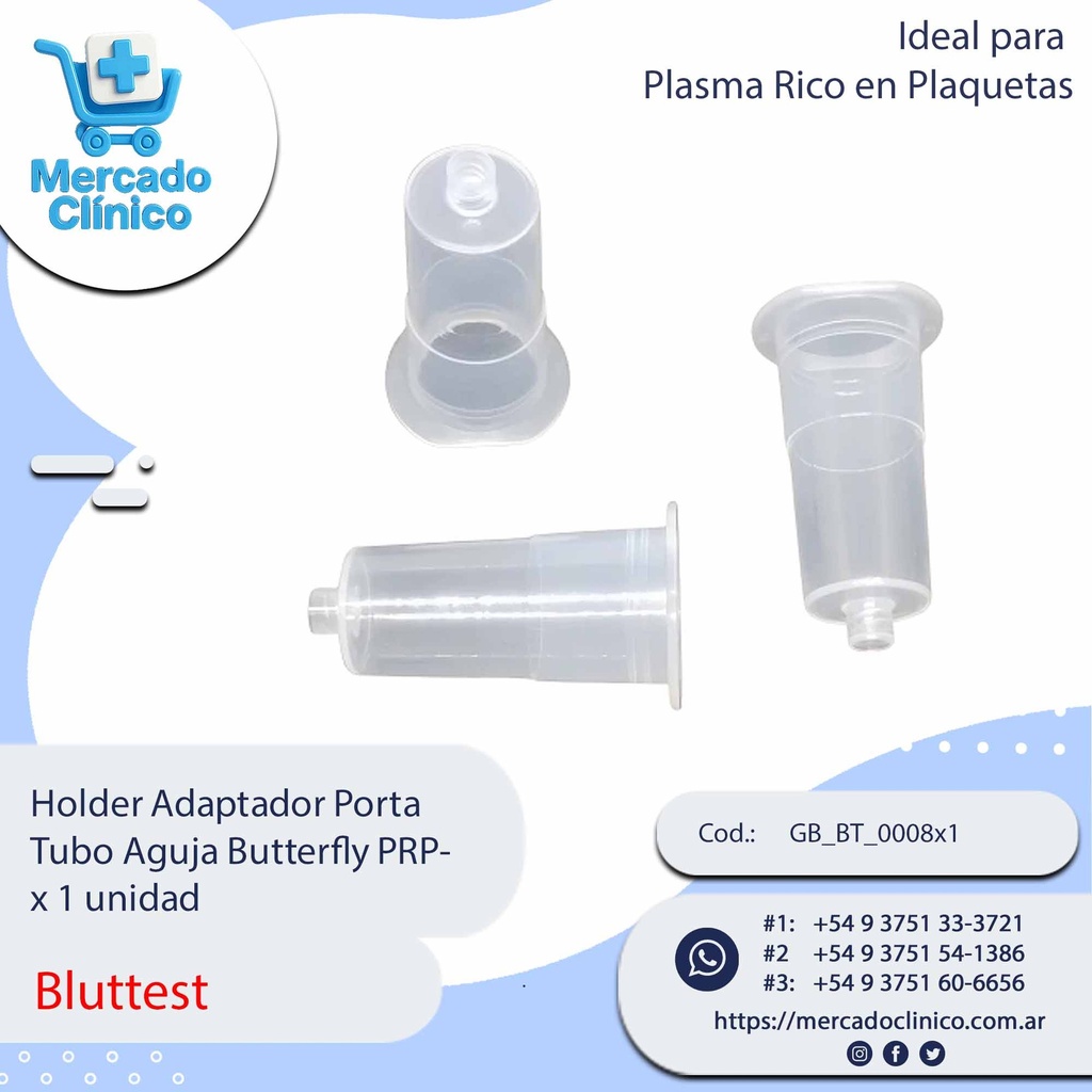 Holder Adaptador Porta  Tubo Aguja Butterfly PRP-  x 1 unidad - Bluttest