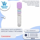 Tubo al Vacio PET 13x75 con EDTA K2 + Gel K2 2ml - Violeta  x 100 unidades - Carestainer