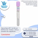 Tubo al Vacio PET 13x100 con  EDTA K2 5ml - Violeta  x 100 un.  p/analisis de coagulación - Carestainer