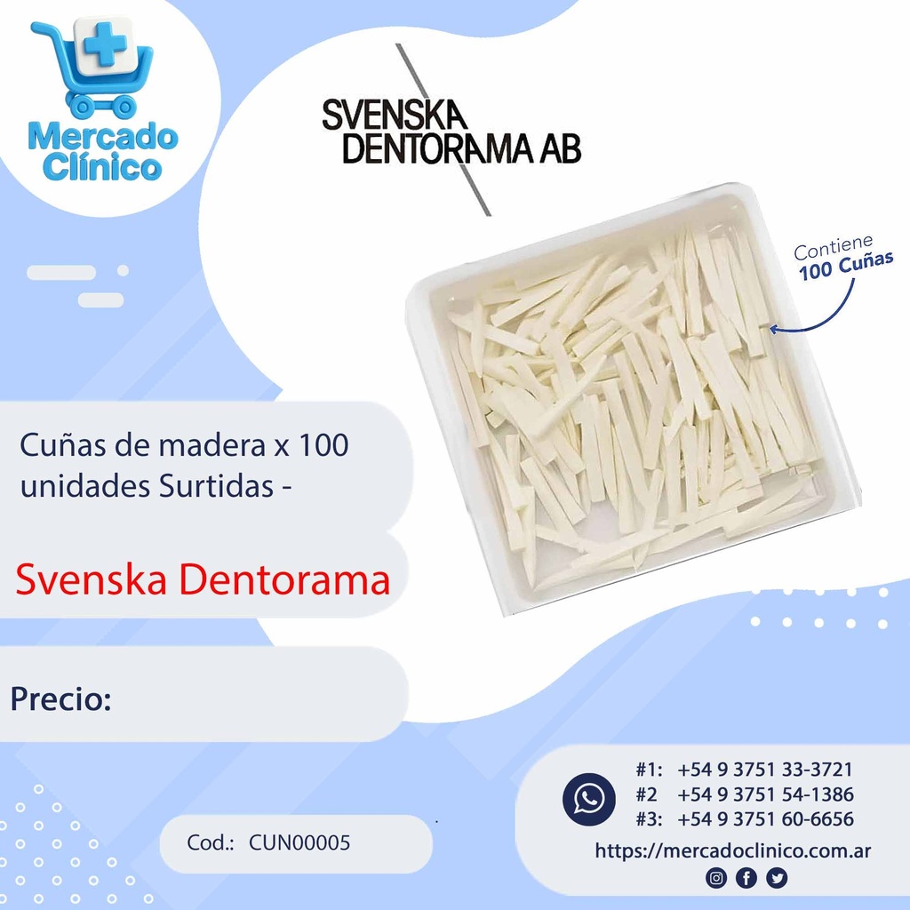 Cuña de madera color madera  x 100 unidades - SVENSKA DENTORAMA