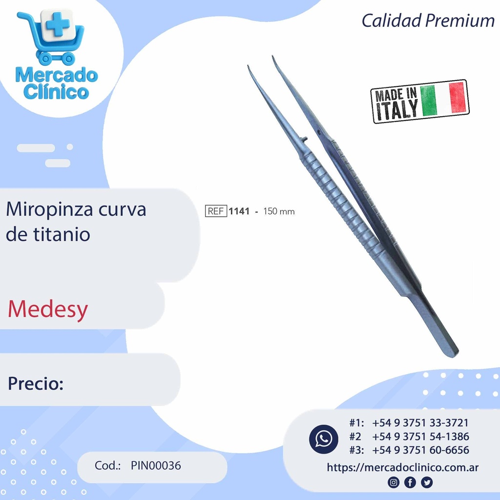 Miropinza curva  de titanio - Medesy
