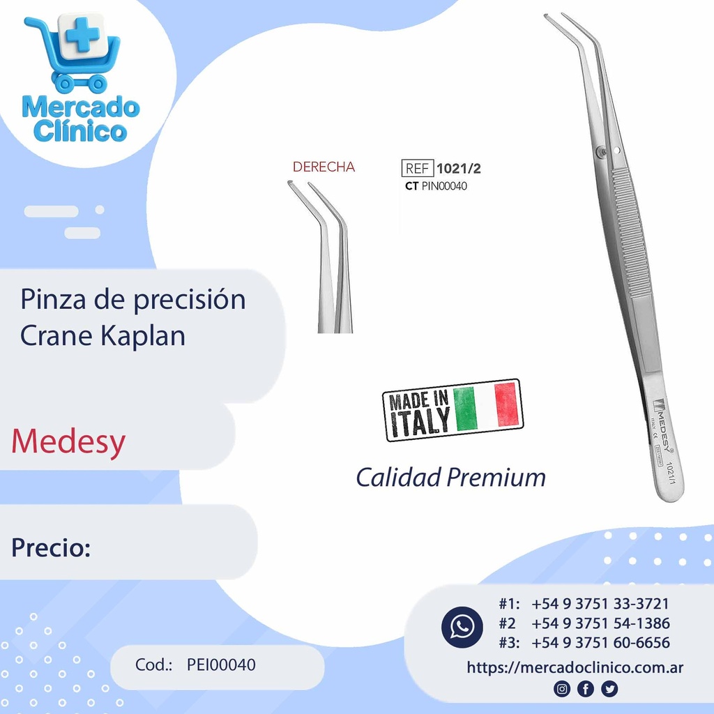 Pinza de precisión Crane Kaplan - Medesy