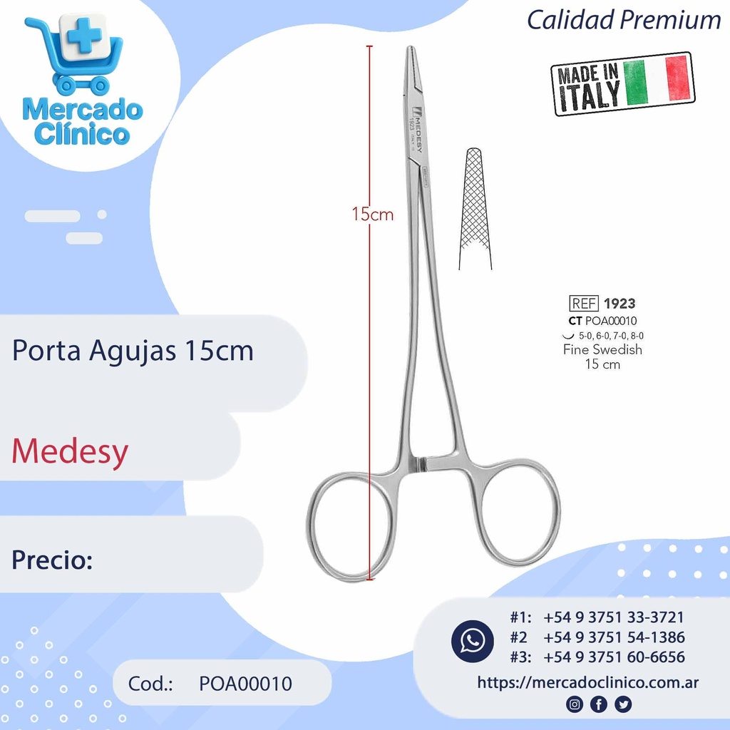Porta agujas 15 cm - Medesy