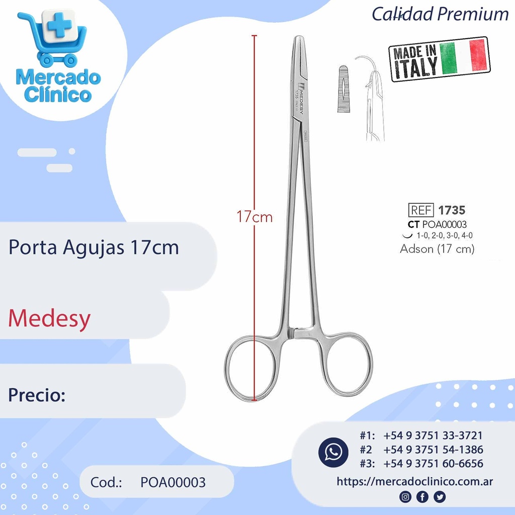 Porta agujas 17 cm - Medesy