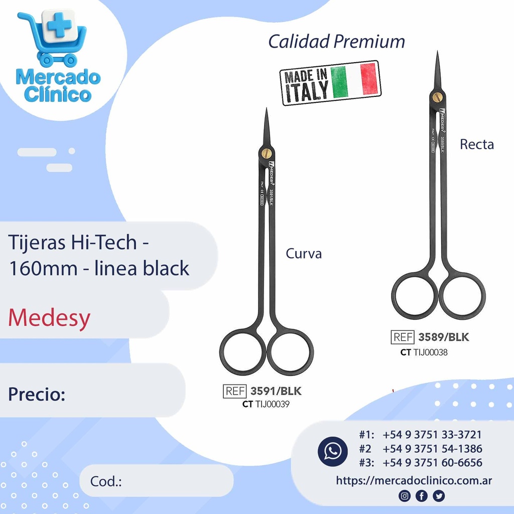 Tijeras Hi-Tech -  160mm - linea black - Medesy