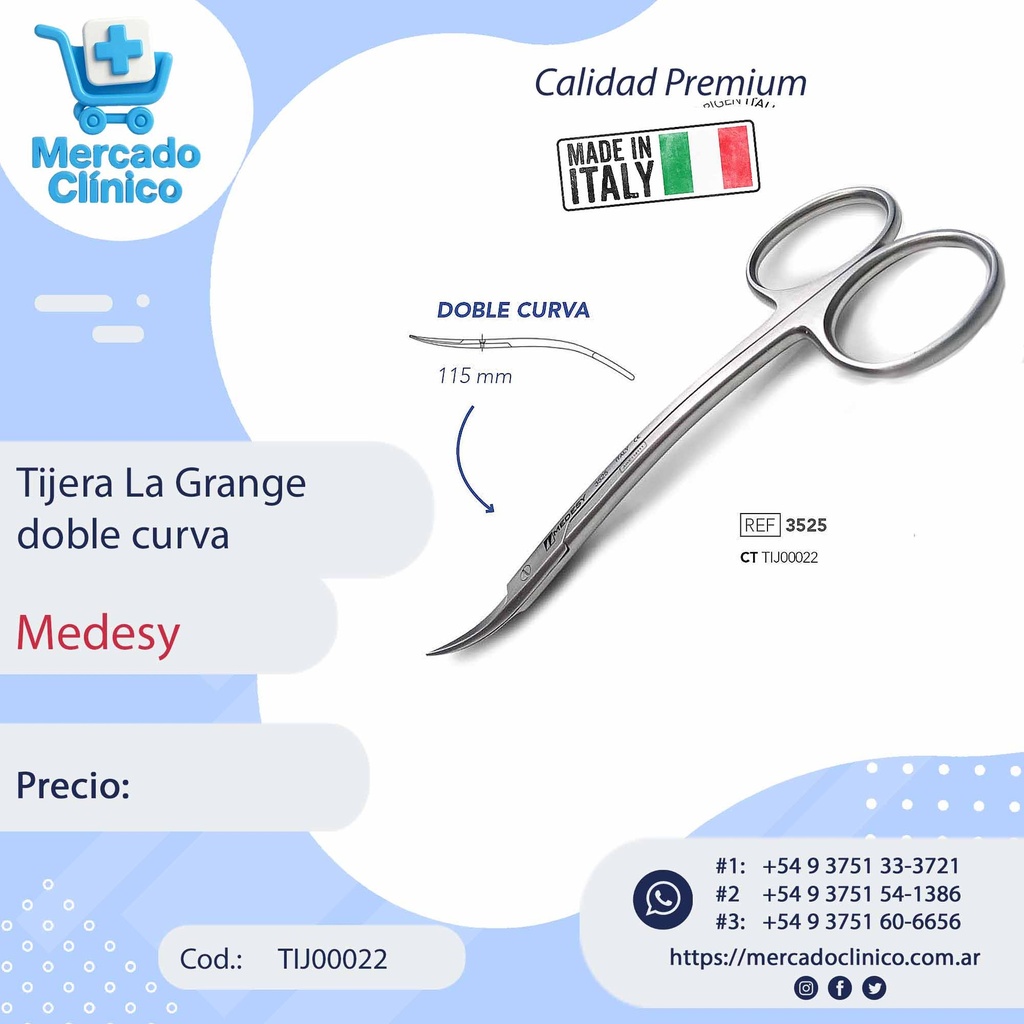 Tijera La Grange doble curva - Medesy