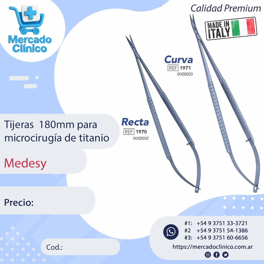 Tijeras  180mm para  microcirugía de titanio - Medesy