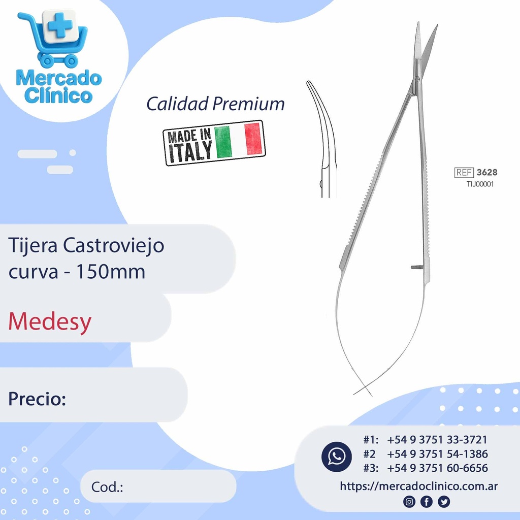 Tijera Castroviejo  curva - 150mm - Medesy